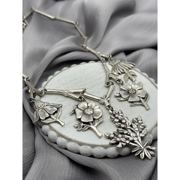 Rare Vintage 1970 Jeep Collins Solid Sterling Silver Flower Neckless 77.58 G - Picture 2 of 8